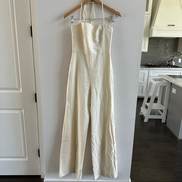 NWT Alexis Rohani Halter Jumpsuit New Size medium. Elegant Cream Jumpsuit - Picture 5 of 11